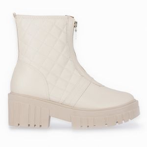 Bota Cano Curto Aline Salto Médio Off White
