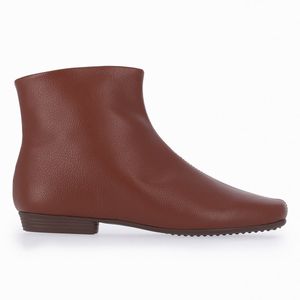 Bota Cano Curto Raquel Salto Baixo Chocolate
