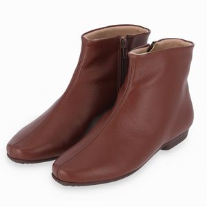 Bota Cano Curto Raquel Salto Baixo Chocolate