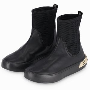 Bota Cano Curto Malu Salto Anabela Baixo Preto