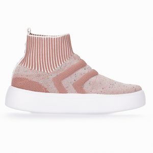 Bota Cano Curto Leticia Salto Anabela Baixo Mauve