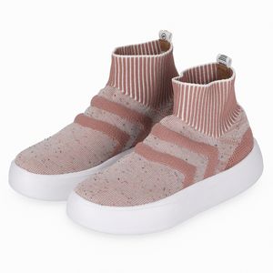 Bota Cano Curto Leticia Salto Anabela Baixo Mauve