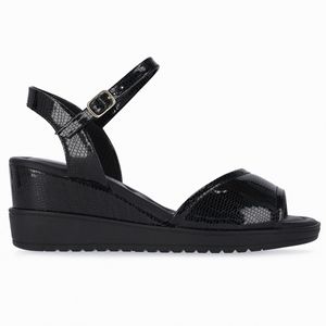 PICCADILLY MAXI - Sandália Isabela Salto Anabela Alto Preto