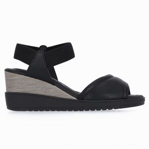PICCADILLY MAXI - Sandália Isabela Salto Anabela Alto Preto