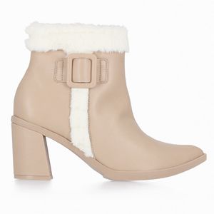 Bota Cano Curto Bianca Salto Médio Marfim/Capuccino