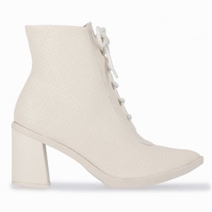 Bota Cano Curto Bianca Salto Médio Off White