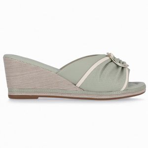 Tamanco Alice Salto Anabela Alto Menta/Off White