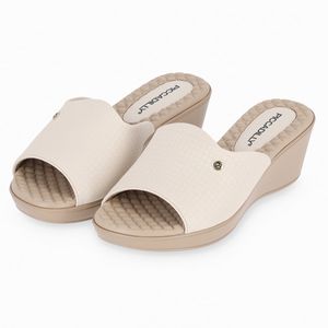 Tamanco Cecilia Salto Anabela Médio Off White