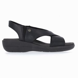 Sandália Fascite Plantar Salto Anabela Médio Preto