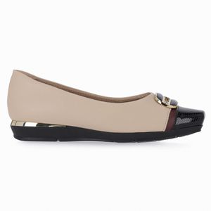 PICCADILLY MAXI - Sapato Fernanda Salto Baixo Marfim/Preto