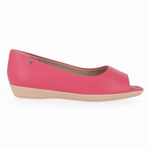 Peep Toe Pietra Anabela Baixo Fucsia