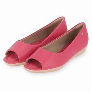 Peep Toe Pietra Anabela Baixo Fucsia