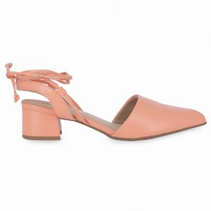 Slingback Taci Salto Médio Salmao