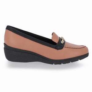 PICCADILLY MAXI - Sapato Mocassim Beth Anabela Médio Terracota