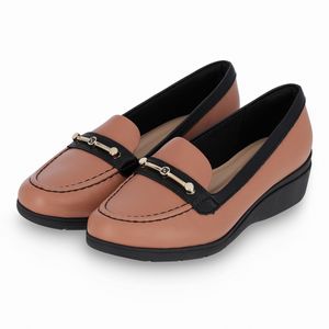 PICCADILLY MAXI - Sapato Mocassim Beth Anabela Médio Terracota