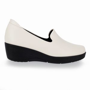Mocassim Esporão Anabela Médio Off White