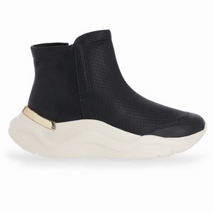 Bota Fascite Plantar Cano Médio Anabela Médio Preto