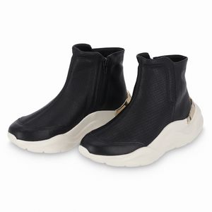 Bota Fascite Plantar Cano Médio Anabela Médio Preto