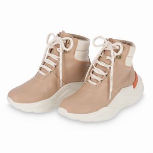 Bota Fascite Plantar Cano Médio Anabela Médio Nude Claro