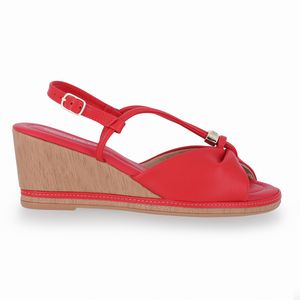 Sandália Alice Anabela Alto Vermelho