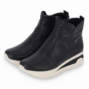 Bota Jessica Cano Curto Anabela Médio Preto/Cinza Multi