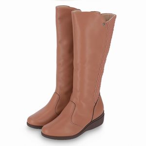PICCADILLY MAXI - Bota Beth Cano Longo Anabela Médio Terracota