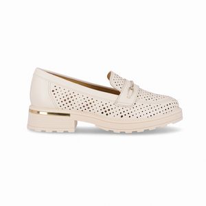 PICCADILLY MAXI - Sapato Mocassim Gisa Anabela Médio Off White