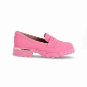 PICCADILLY MAXI - Sapato Mocassim Gisa Anabela Médio Rosa Chiclete