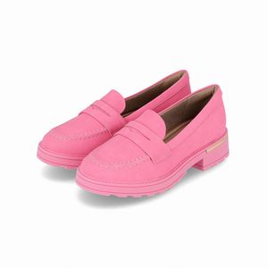 PICCADILLY MAXI - Sapato Mocassim Gisa Anabela Médio Rosa Chiclete