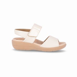Sandália Fascite Anabela Médio Off White
