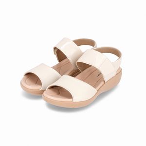 Sandália Fascite Anabela Médio Off White