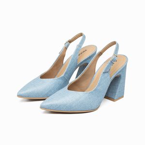 Slingback Silvana Salto Alto Jeans