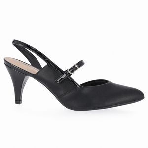 Slingback Luiza Salto Alto Preto