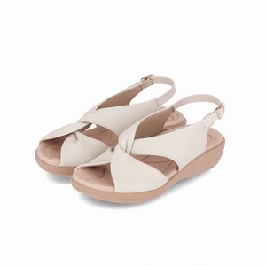 Sandália Fascite Anabela Médio Off White
