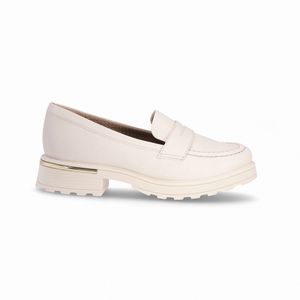 PICCADILLY MAXI - Sapato Mocassim Gisa Anabela Médio Off White