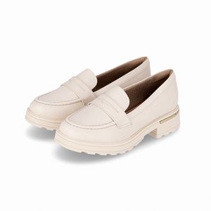 PICCADILLY MAXI - Sapato Mocassim Gisa Anabela Médio Off White