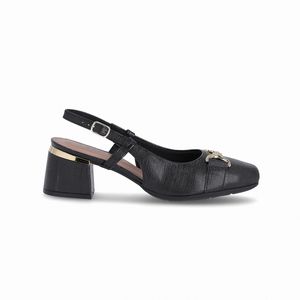 PICCADILLY MAXI – Sapato Slingback Estela Salto Médio Preto