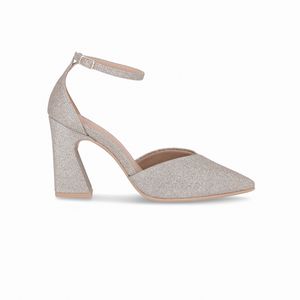 Scarpin Silvana Salto Alto Glitter Champagne