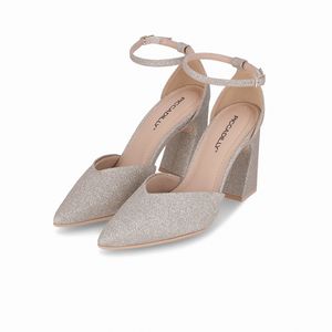 Scarpin Silvana Salto Alto Glitter Champagne