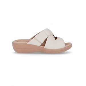 Tamanco Fascite Anabela Médio Off White