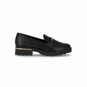 PICCADILLY MAXI - Sapato Mocassim Gisa Anabela Médio Preto