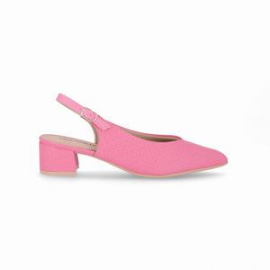 Slingback Taci Salto Médio Rosa Chiclete