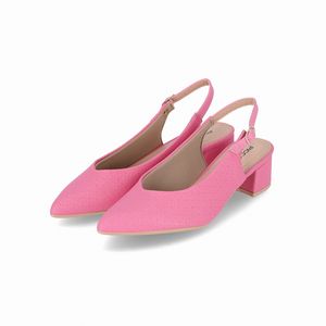 Slingback Taci Salto Médio Rosa Chiclete