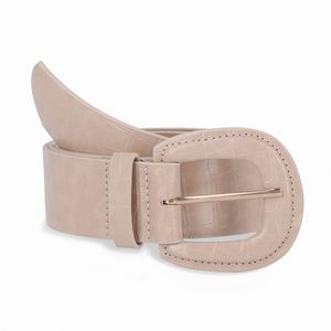 Cinto Feminino Croco Marfim com Fivela Forrada