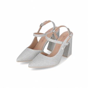 Slingback Bruna Tavares PICCADILLY Salto Alto Prata