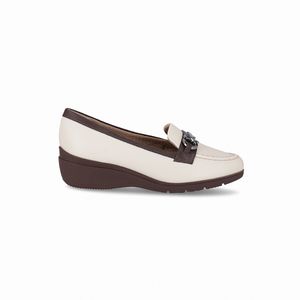 PICCADILLY MAXI - Sapato Loafer Beth Anabela Médio Off White