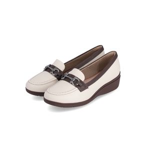 PICCADILLY MAXI - Sapato Loafer Beth Anabela Médio Off White