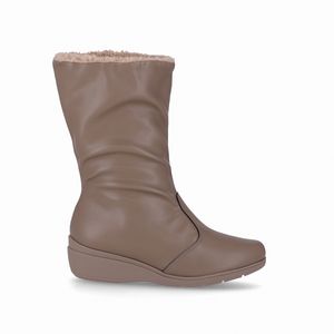 PICCADILLY MAXI - Bota Beth Cano Médio Anabela Médio Taupe