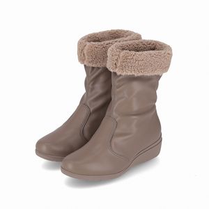 PICCADILLY MAXI - Bota Beth Cano Médio Anabela Médio Taupe