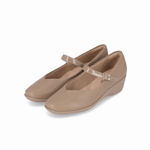 Sapato Boneca Ivone Anabela Médio Areia